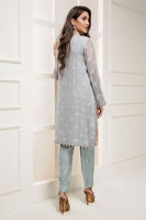 Pearl Blue Gota Embroidered Organza Karandi Salwar Kameez (3-Piece) - Image 4
