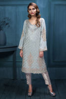 Pakistani Light Blue Embroidered Organza Salwar Kameez (3-Piece) - Image 2