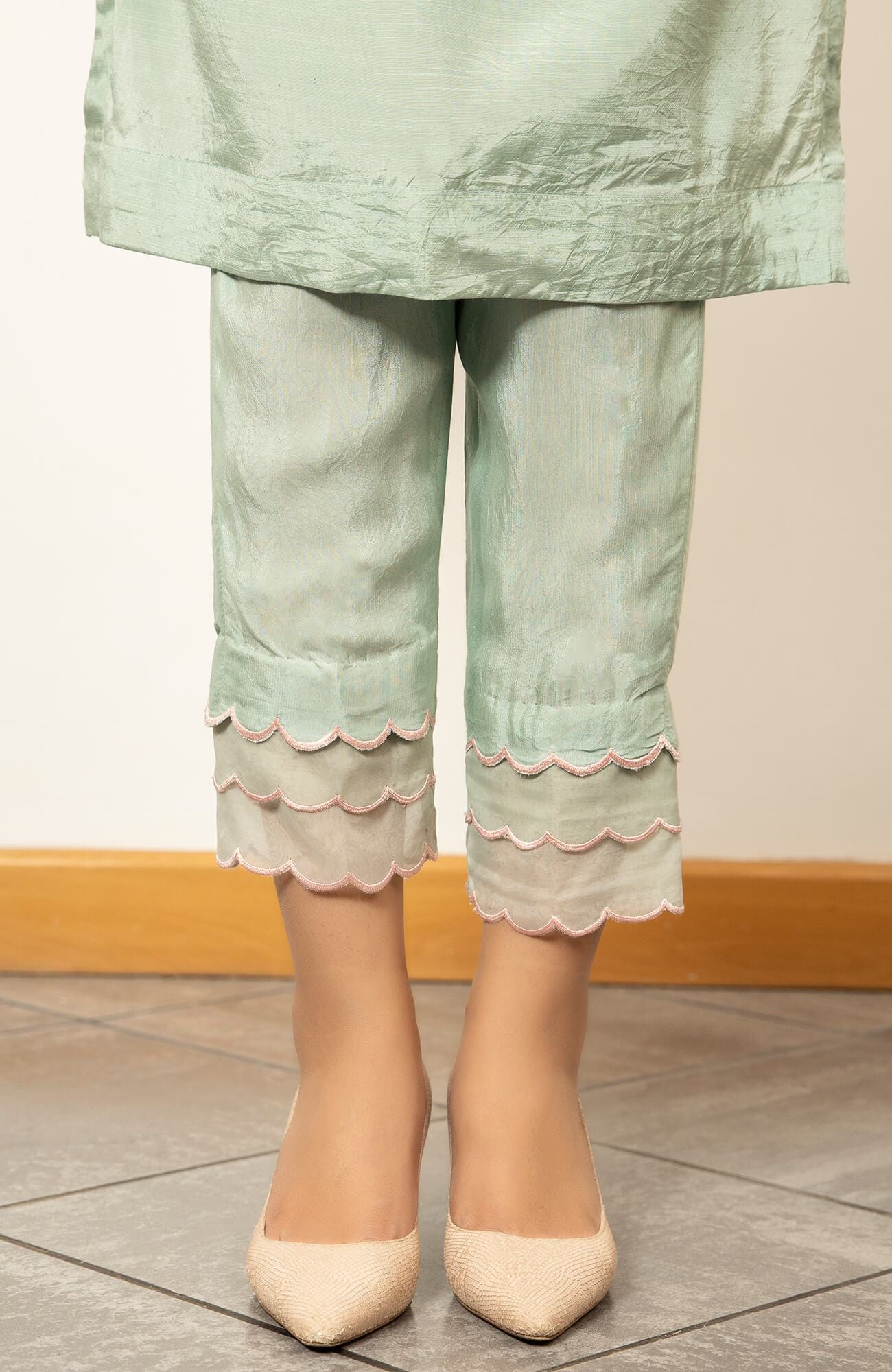 Ice Blue Embroidered PK Raw Silk Salwar Kameez (2-Piece) - Image 1