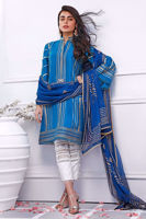 Ultramarine Blue Block Print Raw Silk Salwar Kameez (3-Piece) - Image 3