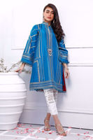 Ultramarine Blue Block Print Raw Silk Salwar Kameez (3-Piece) - Image 5