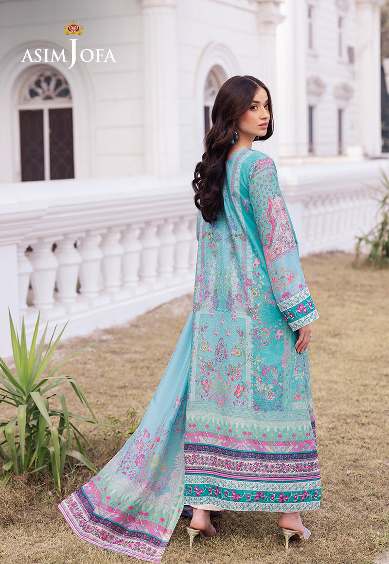 Aqua Embroidered Raw Silk 3-Piece Suit - Image 2