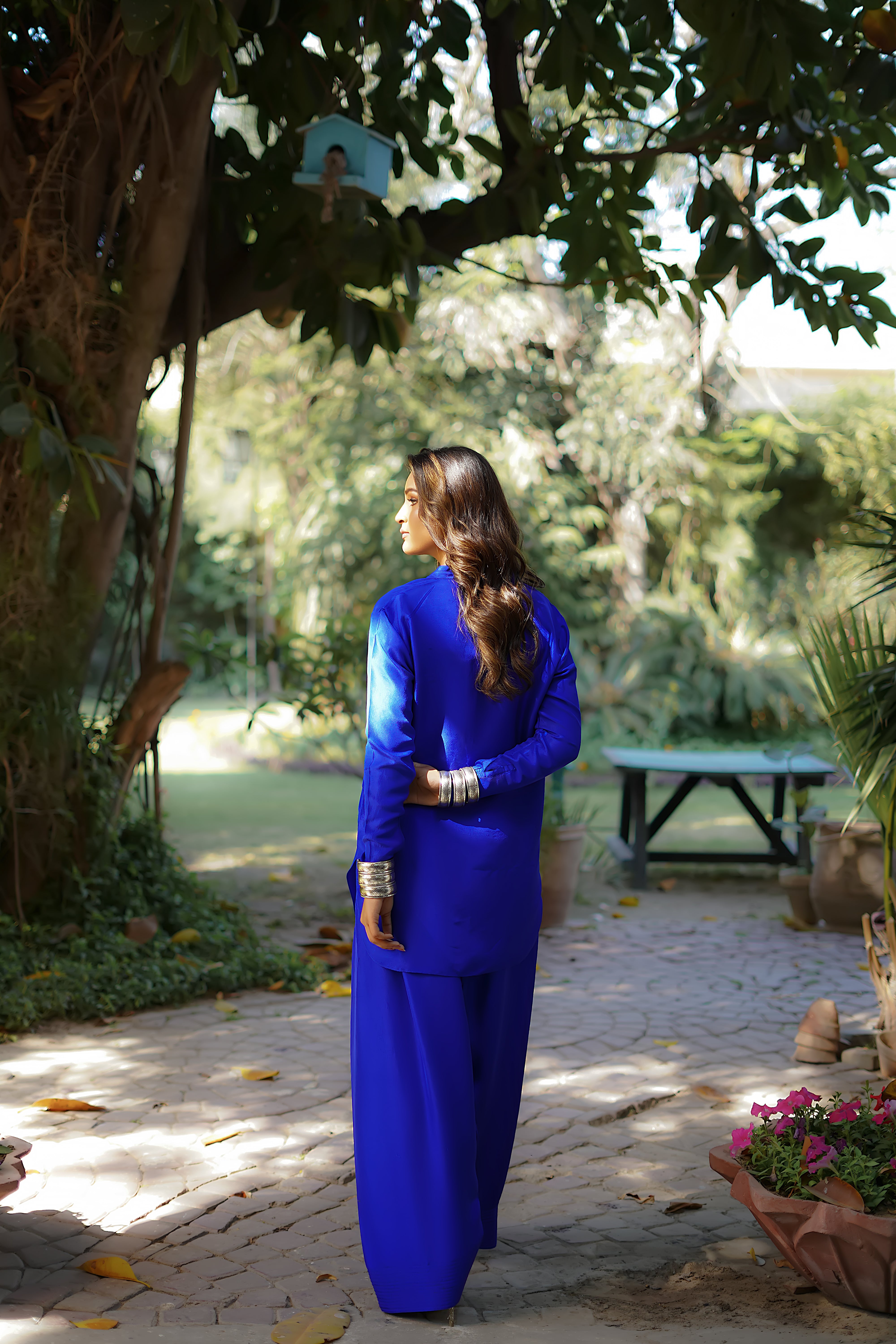 Electric Blue Pure Raw Silk Salwar Kameez (2-Piece) - Image 6