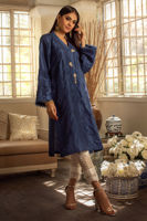 Sapphire Pearl & Crystal Raw Silk Salwar Kameez (2-Piece) - Image 2