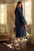 Sapphire Pearl & Crystal Raw Silk Salwar Kameez (2-Piece) - Image 5