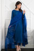 Pakistani Dark Blue Embroidered Korean Raw Silk Salwar Kameez (3-Piece) - Image 2