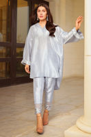 Ice Blue Embroidered Raw Silk Kurta Set (2-Piece) - Image 2