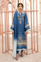Pakistani Blue Digital Print Pure Silk Salwar Kameez (3-Piece) - Image 2