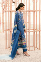 Pakistani Blue Digital Print Pure Silk Salwar Kameez (3-Piece) - Image 5
