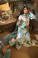 Pakistani Ice Blue Digital Printed Pure Silk Salwar Kameez (3-Piece) - Image 3