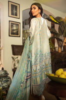 Pakistani Ice Blue Digital Printed Pure Silk Salwar Kameez (3-Piece) - Image 5
