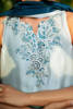 Pakistani Blue Ombre Embroidered Slim-Fit Long Shirt (3-Piece) - Image 4
