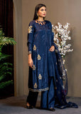 Deep Blue Gold Tila Embroidered Silk Salwar Kameez (3-Piece) - Image 4