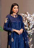 Deep Blue Gold Tila Embroidered Silk Salwar Kameez (3-Piece) - Image 5