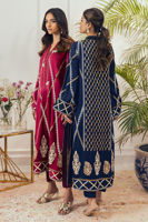 Pakistani Midnight Blue Hand Block Printed Silk Salwar Kameez (2-Piece) - Image 6