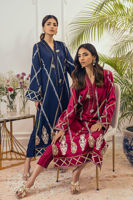 Pakistani Midnight Blue Hand Block Printed Silk Salwar Kameez (2-Piece) - Image 7