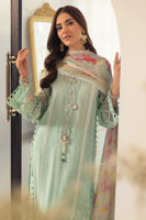 Pakistani Ice Blue 3D Floral Silk Net Salwar Kameez (3-Piece) - Image 3