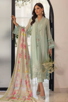 Pakistani Ice Blue 3D Floral Silk Net Salwar Kameez (3-Piece) - Image 5