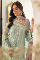 Pakistani Ice Blue 3D Floral Silk Net Salwar Kameez (3-Piece) - Image 6
