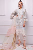 Ice Blue Kaamdani Silk Net Salwar Kameez (3-Piece) - Image 2