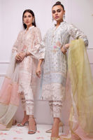 Ice Blue Kaamdani Silk Net Salwar Kameez (3-Piece) - Image 6