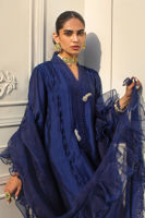 Midnight Blue Embellished Silk Satin Salwar Kameez (3-Piece) - Image 2