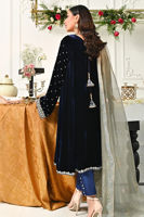 Deep Blue Gota Embroidered Velvet Salwar Kameez (3-Piece) - Image 5