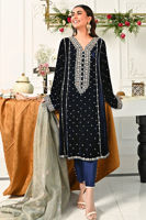 Deep Blue Gota Embroidered Velvet Salwar Kameez (3-Piece) - Image 6