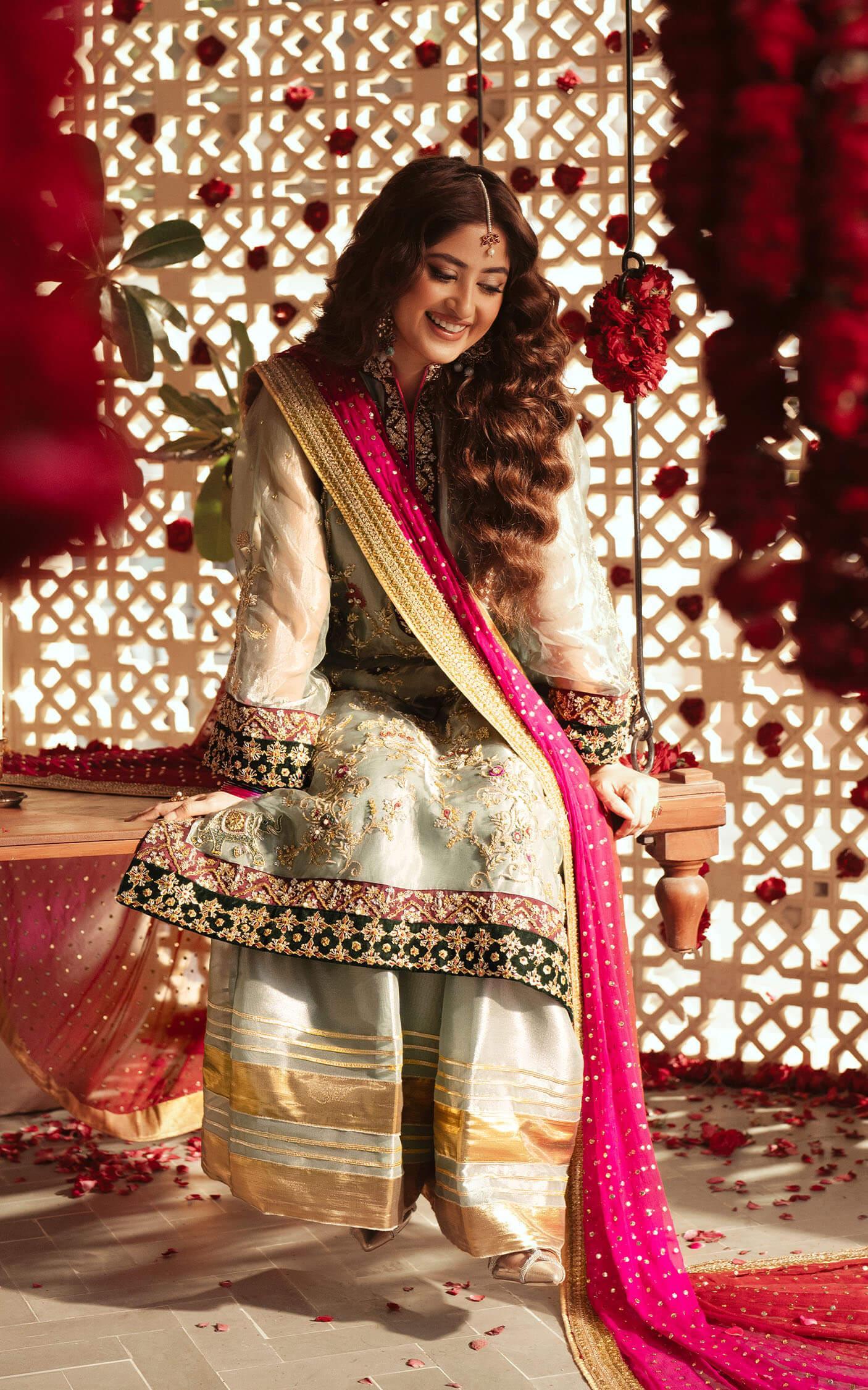 Icy Blue Kora Dabka Silk Kurta Set (3-Piece) - Image 3