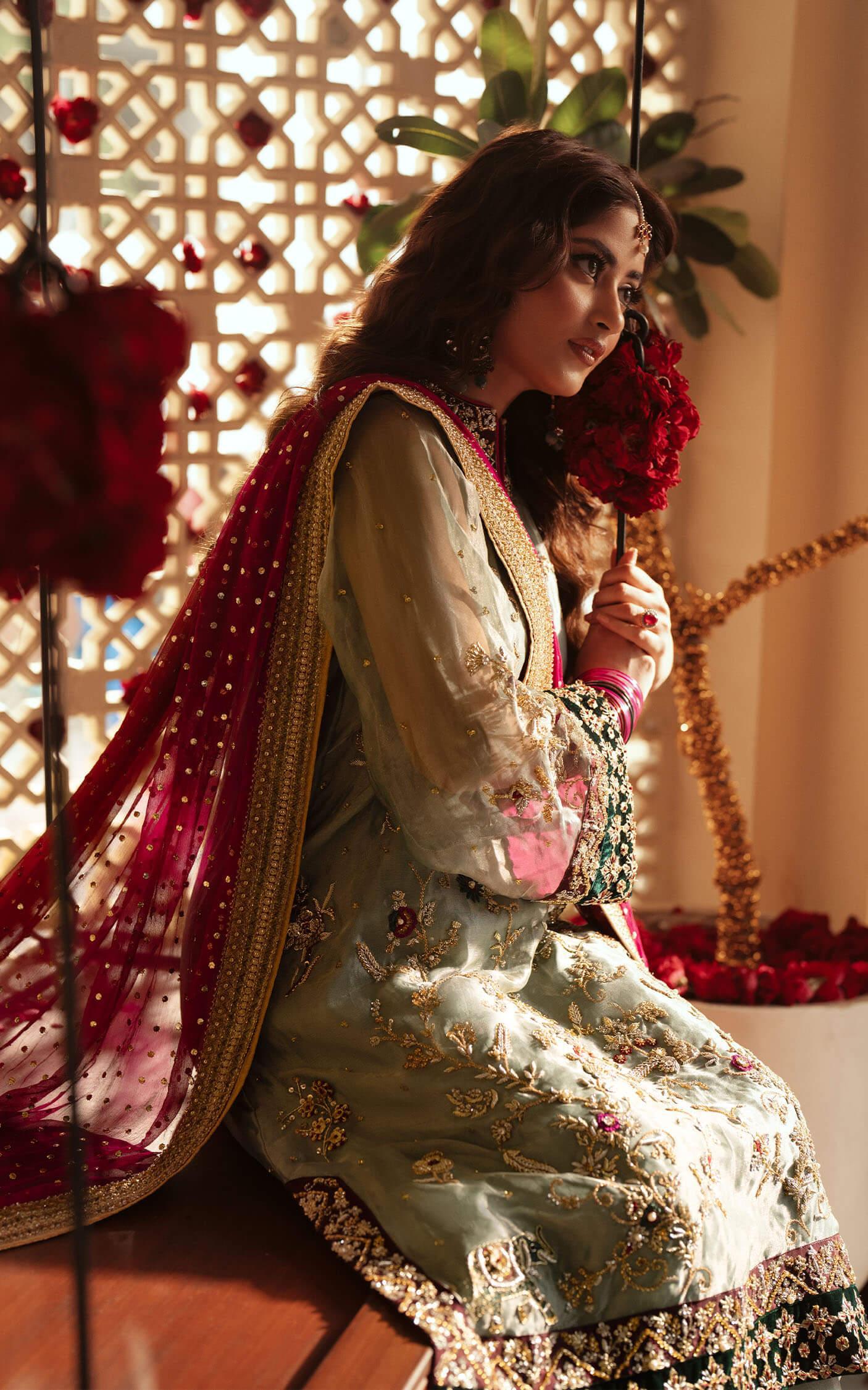 Icy Blue Kora Dabka Silk Kurta Set (3-Piece) - Image 4