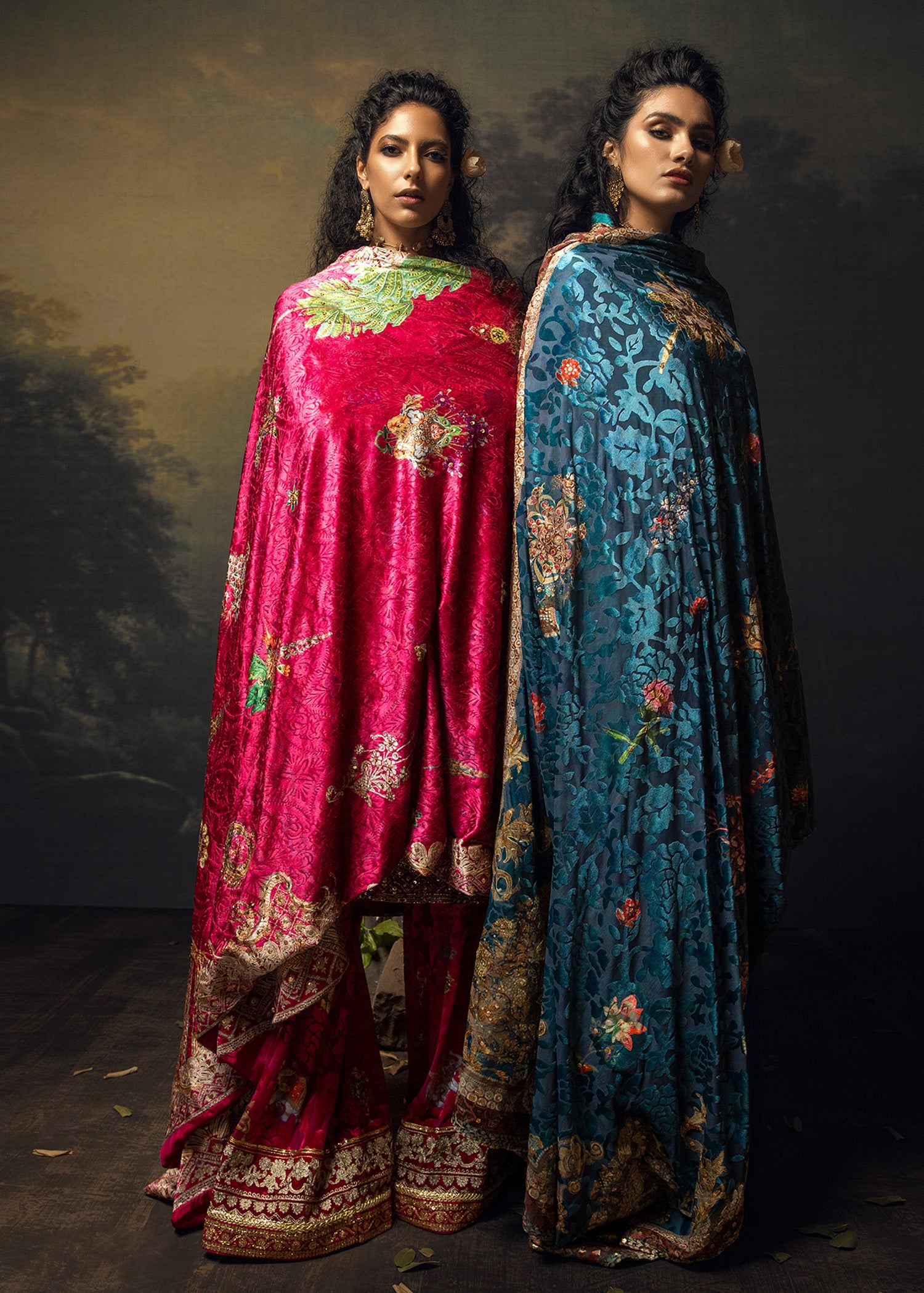 Ocean Blue Zardozi Velvet Salwar Kameez (3-Piece) - Image 7