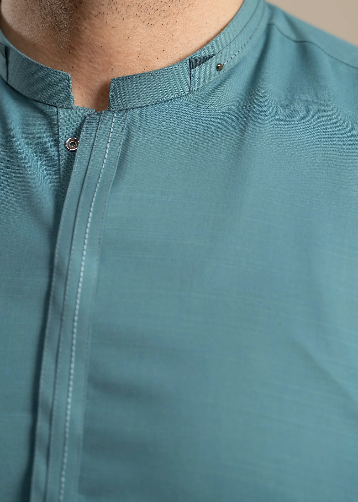 Turkish Blue Wash & Wear Shalwar Kameez (2-Piece) - Image 5