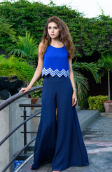 Pakistani Blue Needlepoint Embroidered Georgette Chiffon Tunic (2-Piece) - Image 2