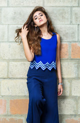 Pakistani Blue Needlepoint Embroidered Georgette Chiffon Tunic (2-Piece) - Image 4