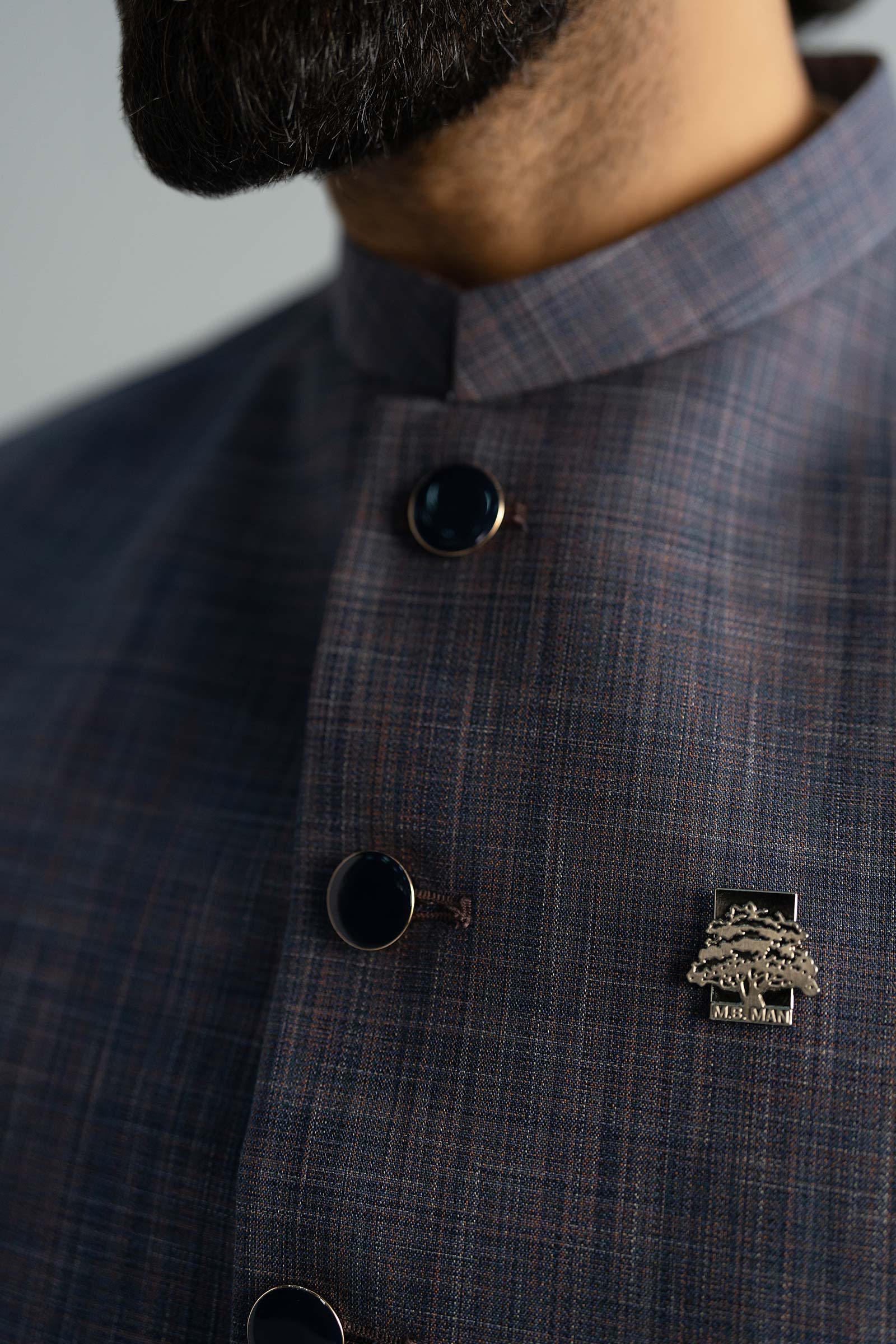 Indigo Blended Fabric Waistcoat (2-Piece) - Image 5