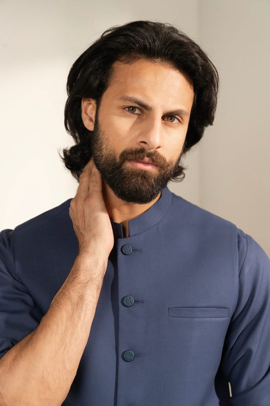 Space Blue Blended Fabric Waistcoat (3-Piece) - Image 3