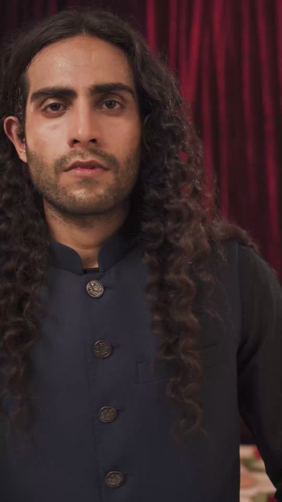 Deep Blue Suiting Waistcoat Kurta (3-Piece) - Image 5