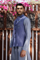 Light Blue Embroidered Linen Waistcoat (2-Piece) - Image 4