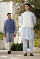 Light Blue Embroidered Linen Waistcoat (2-Piece) - Image 7