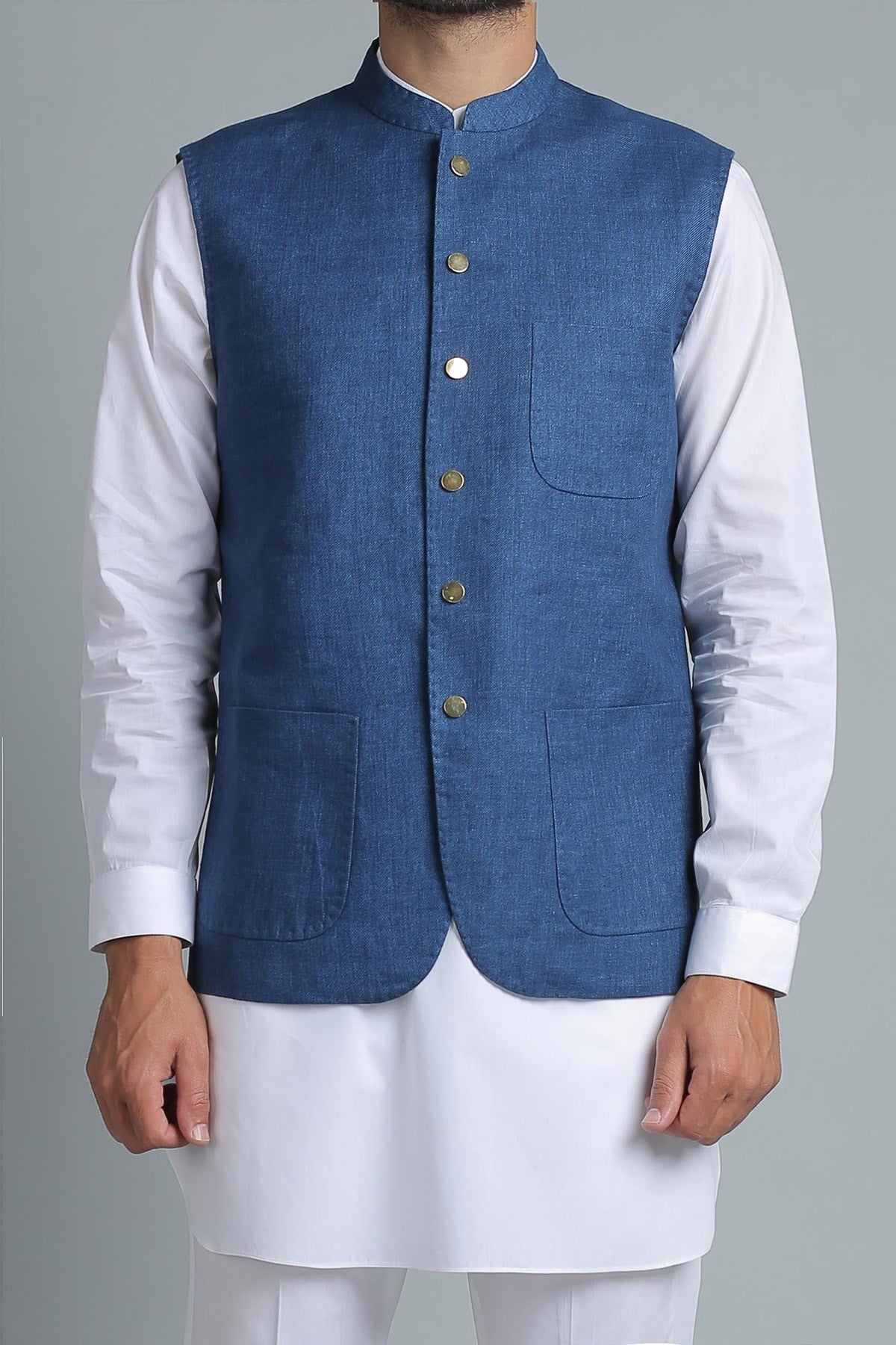 Blue Solbiati Linen Waistcoat (3-Piece) - Image 1
