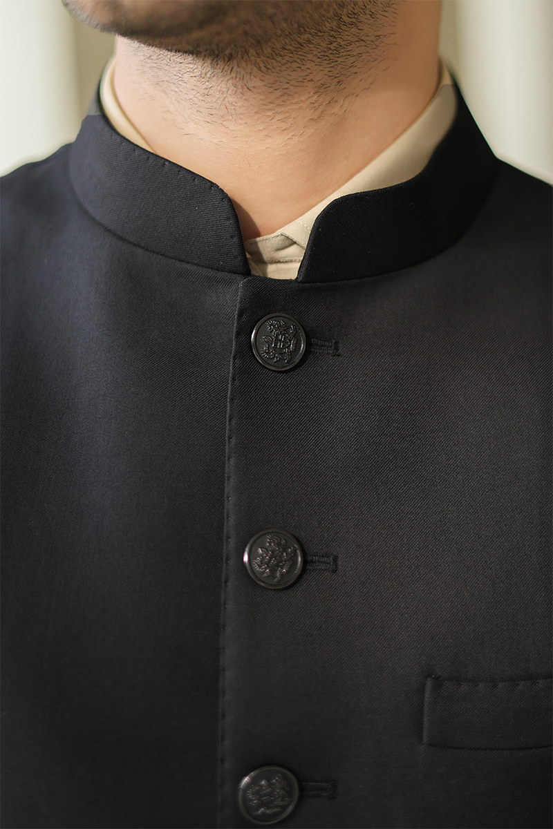 Dark Blue Hemstitched Suiting Waistcoat (3-Piece) - Image 3