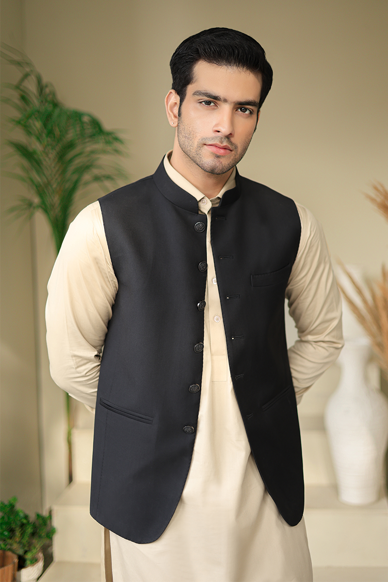 Dark Blue Hemstitched Suiting Waistcoat (3-Piece) - Image 4