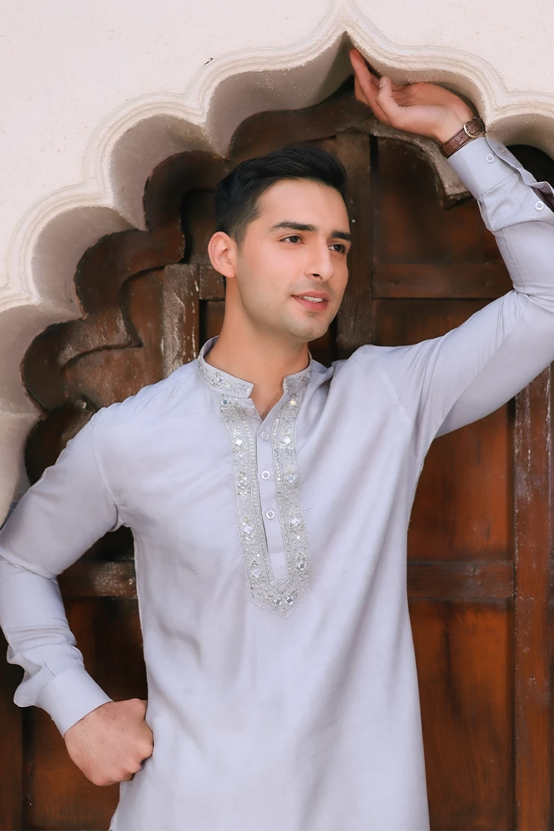 Light Brown Embroidered Serona Kurta (2-Piece) - Image 2