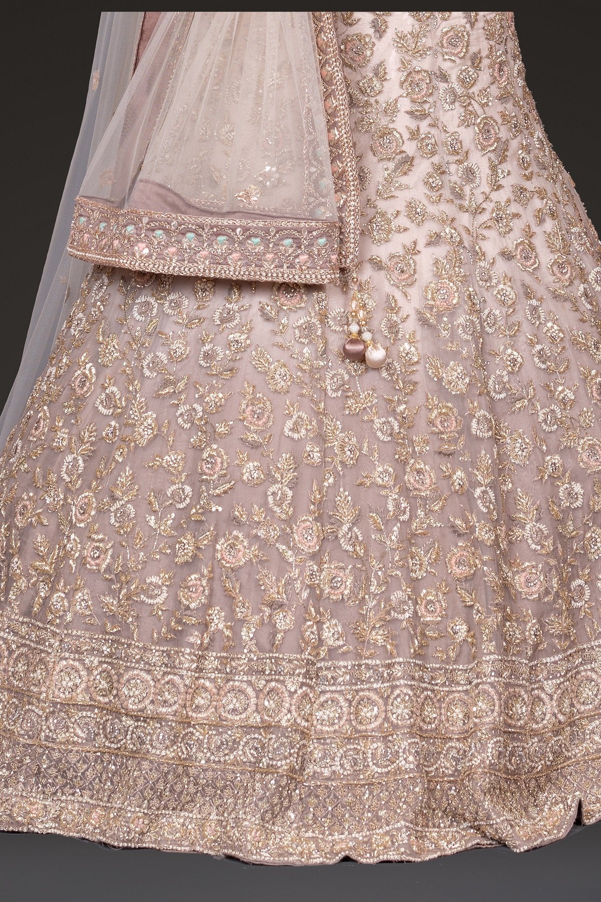 Indian Brown Ombre Embellished Organza Gown (2-Piece) - Image 4