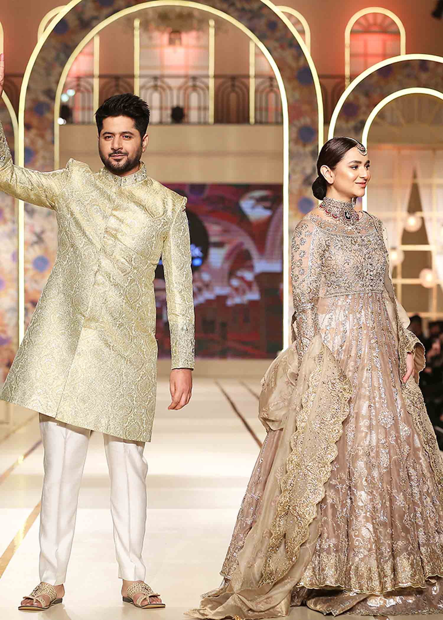 Pakistani Coffee Zardozi Pure Organza Bridal Gown (3-Piece) - Image 4