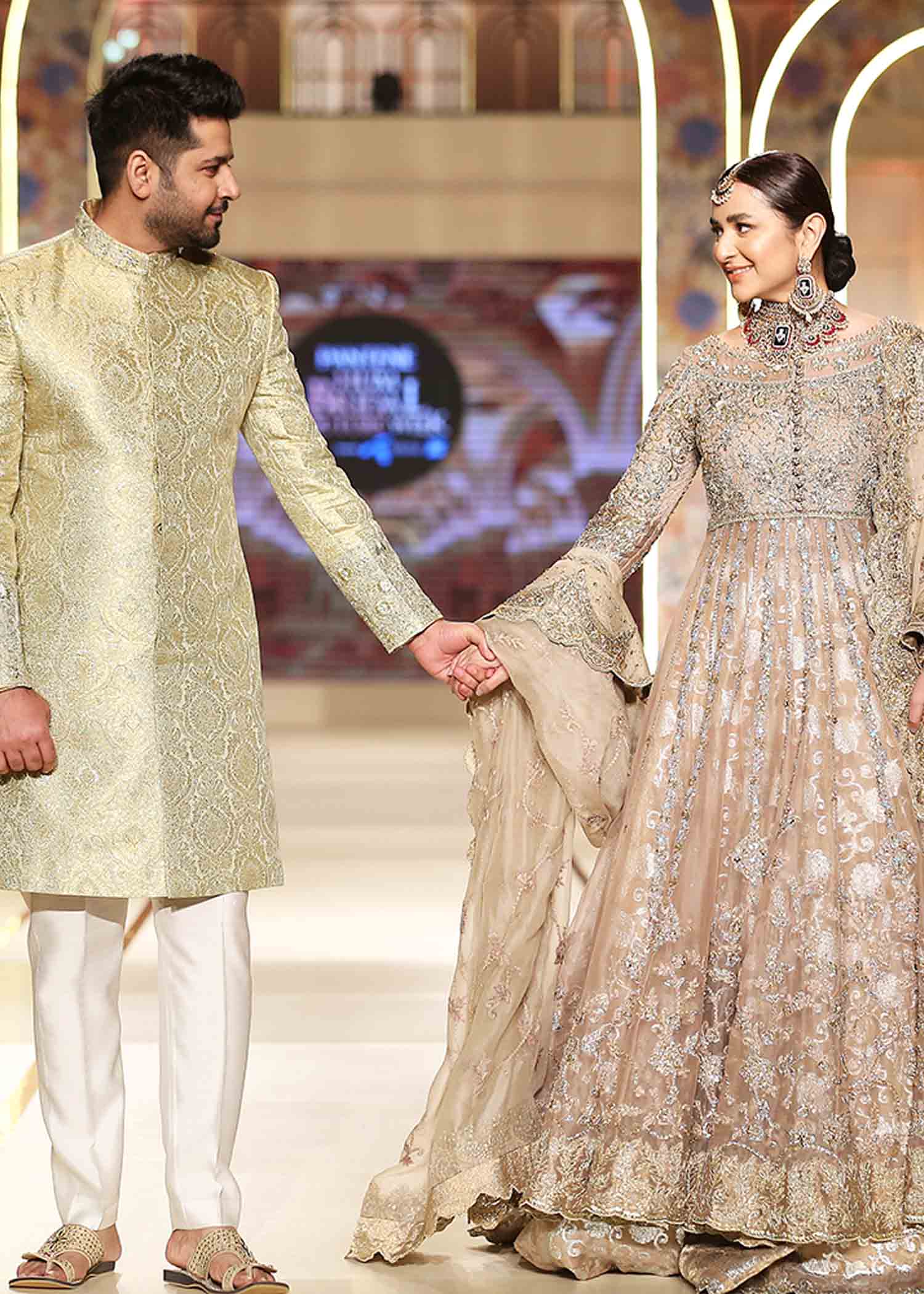 Pakistani Coffee Zardozi Pure Organza Bridal Gown (3-Piece) - Image 5