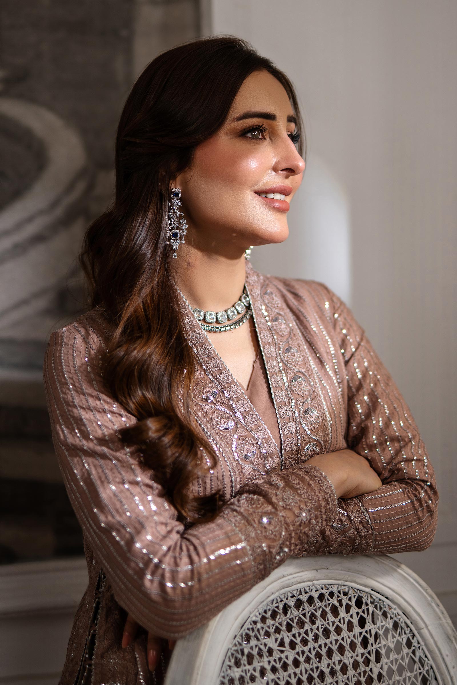 Brown Embroidered Raw Silk & Organza Gown (3-Piece) - Image 5