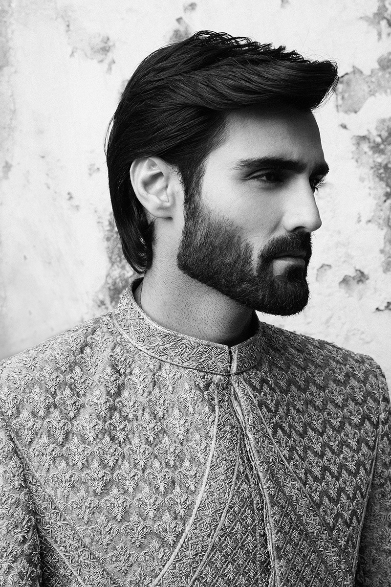 Russet Brown Adda Work Silk-Blend Sherwani (2-Piece) - Image 7