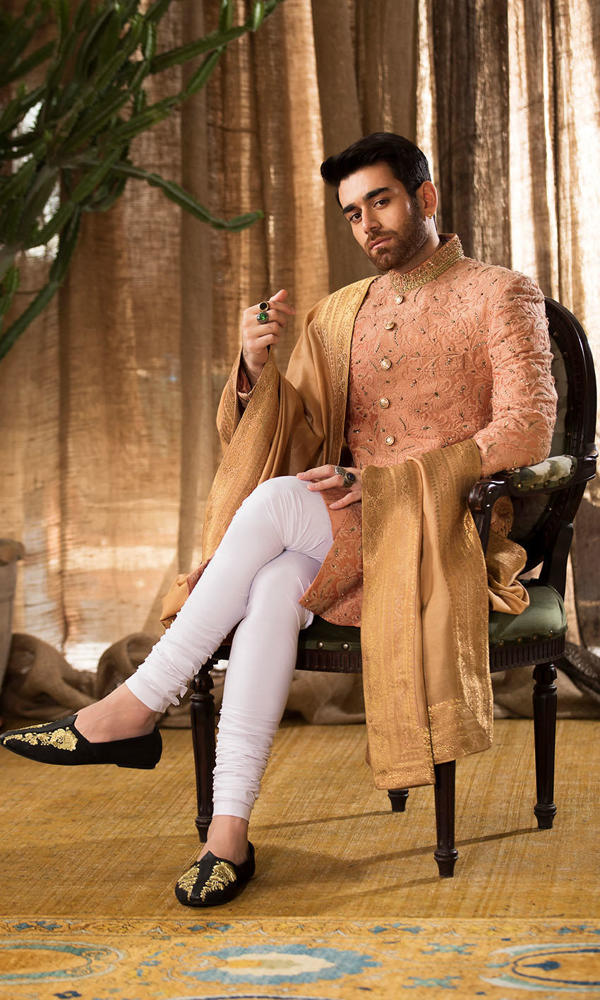 Burnt Sienna Embroidered Silk-Blend Sherwani (3-Piece) - Image 7