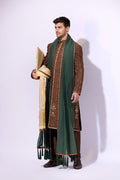 Chocolate Brown Resham Zardozi Tropical Sherwani (3-Piece) - Image 10